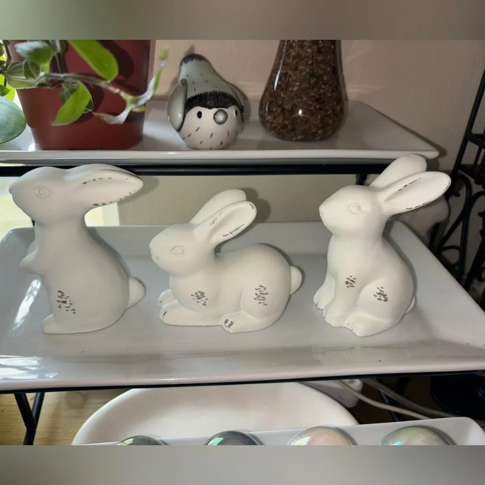 Set of 3 Target Cement Bunny Figures